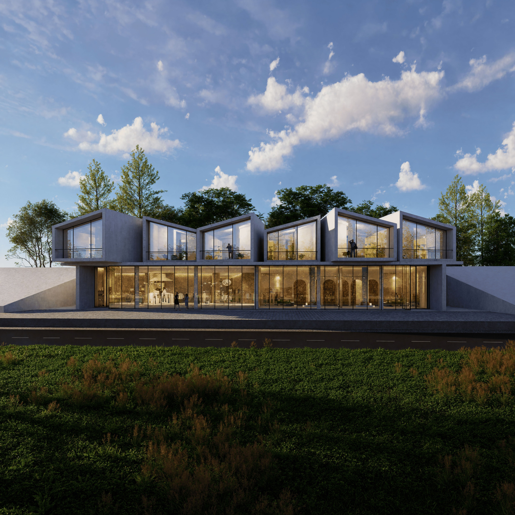 1000m² Prefabricated Housing – 3D Visualization Practice